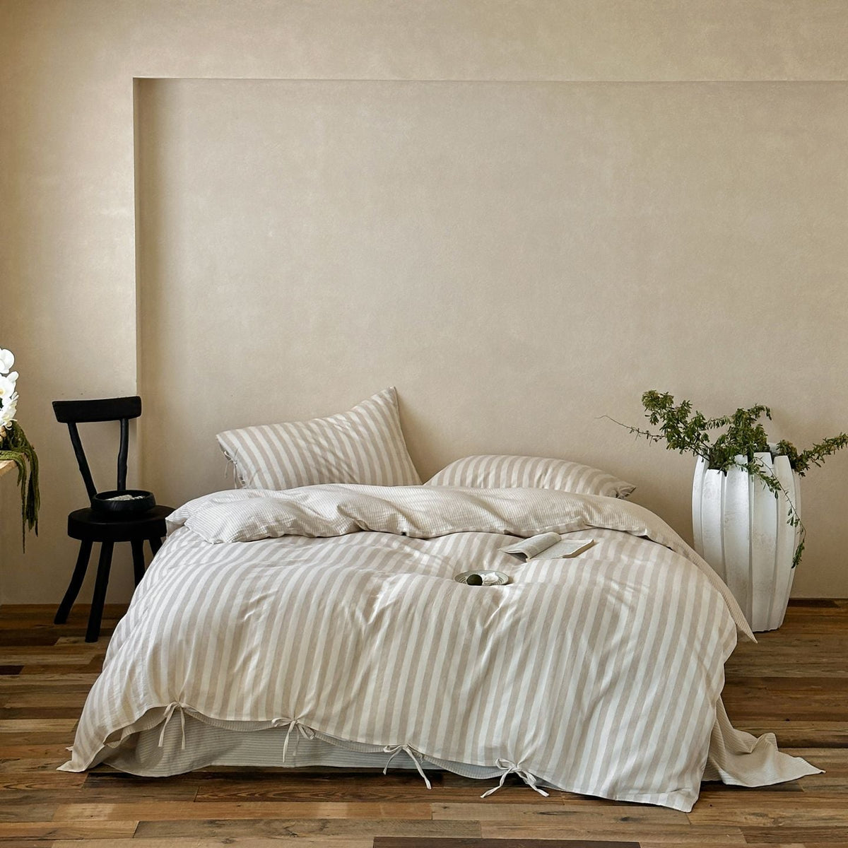 Ashfield Oat Stripe Cotton-Linen Bedding Set