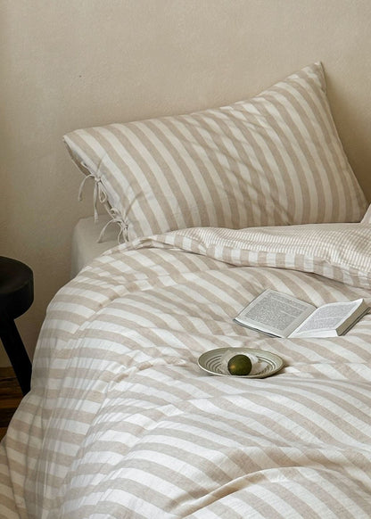 Ashfield Oat Stripe Cotton-Linen Bedding Set