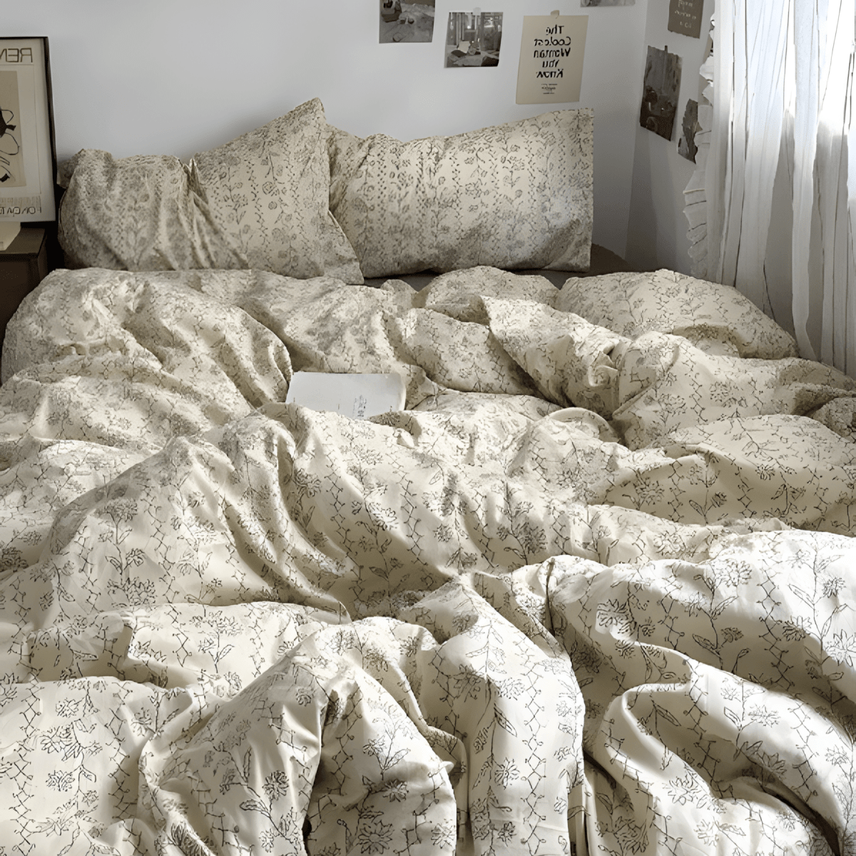 Beige Botanical Charm Bedding Set - WhisperLinens