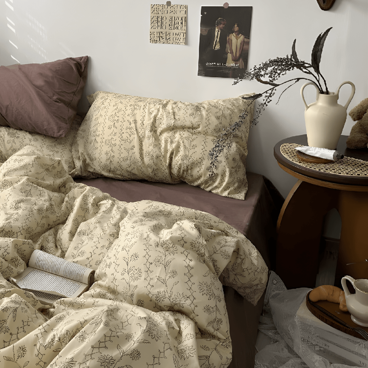 Beige Botanical Charm Bedding Set - WhisperLinens