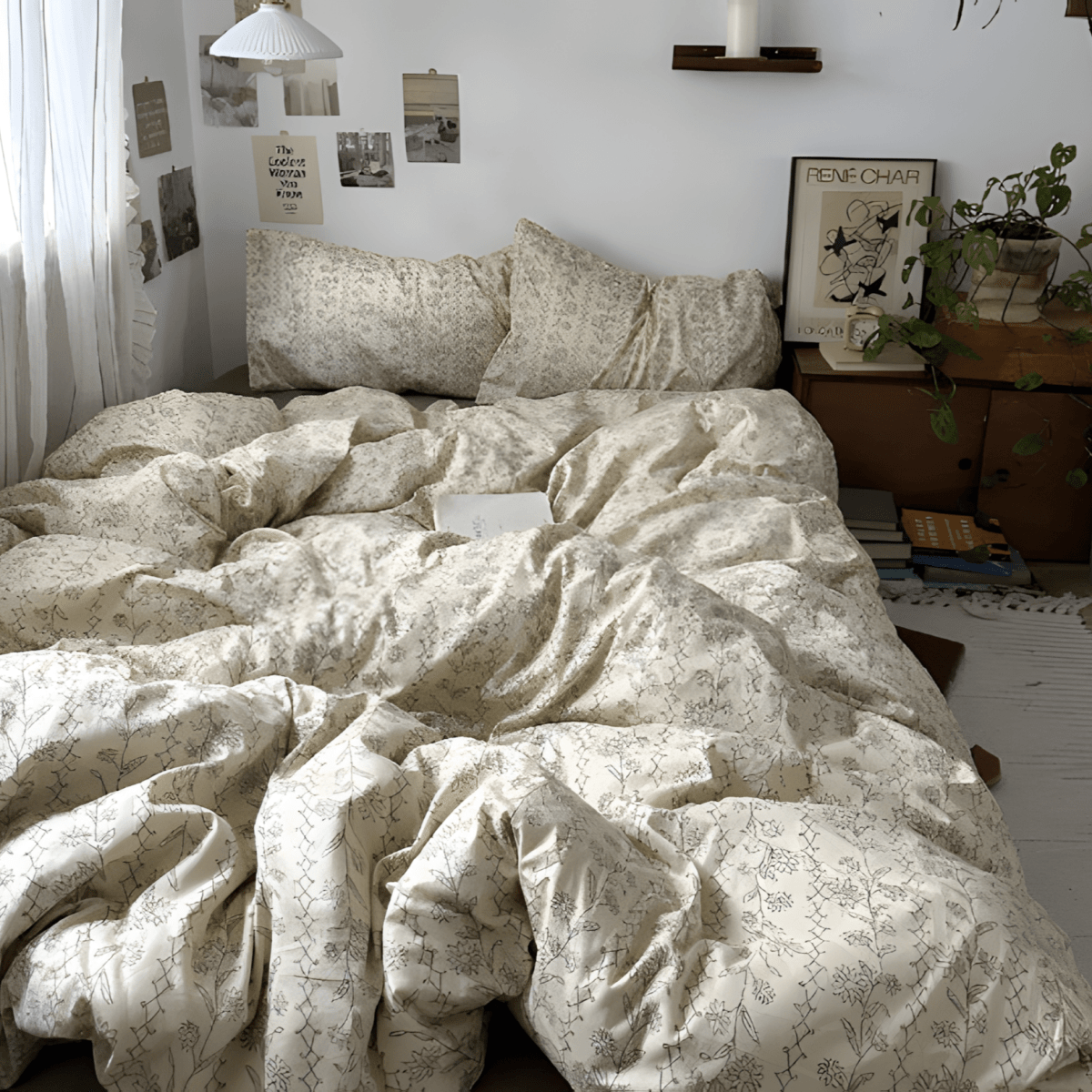 Beige Botanical Charm Bedding Set - WhisperLinens