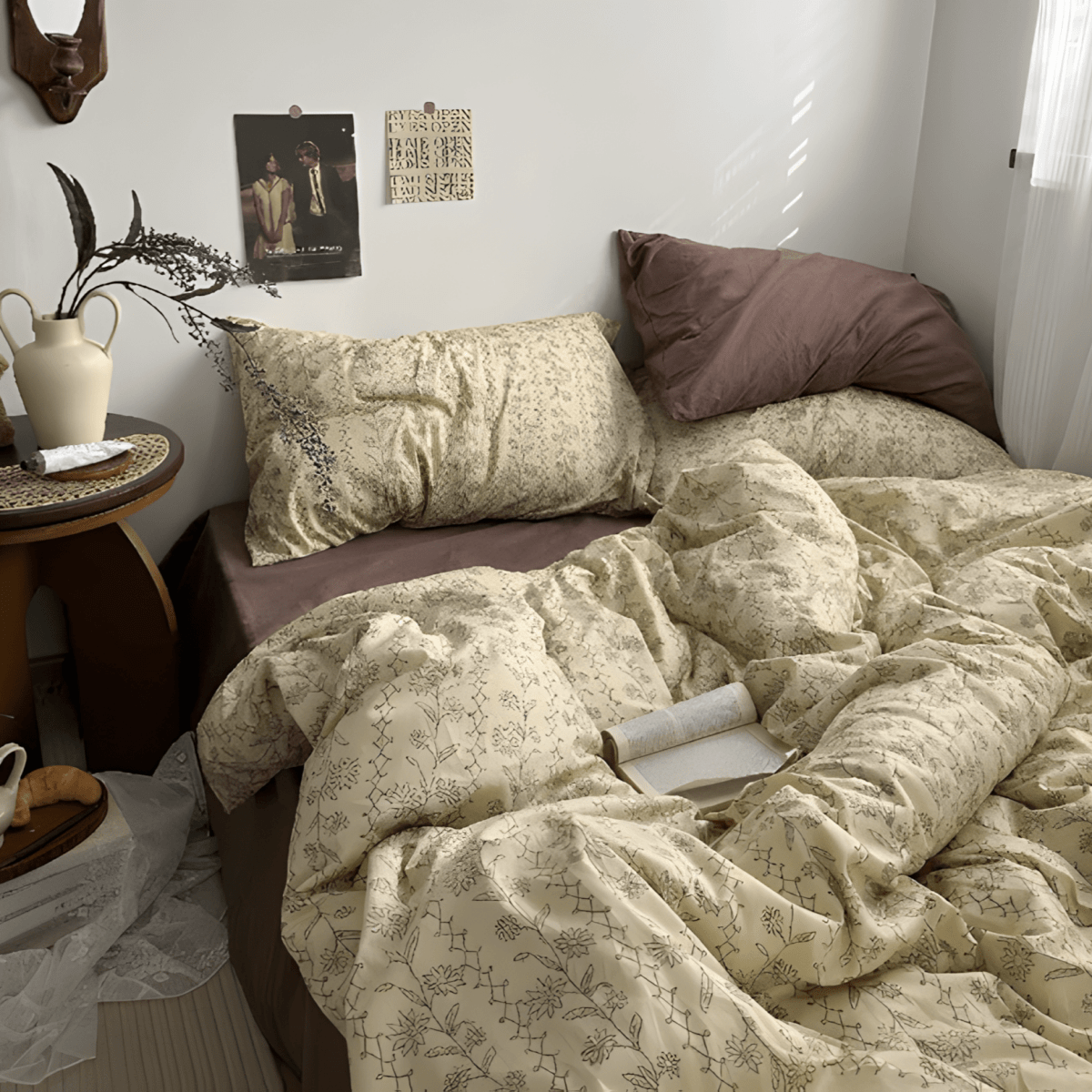 Beige Botanical Charm Bedding Set - WhisperLinens