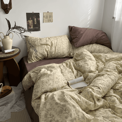 Beige Botanical Charm Bedding Set - WhisperLinens