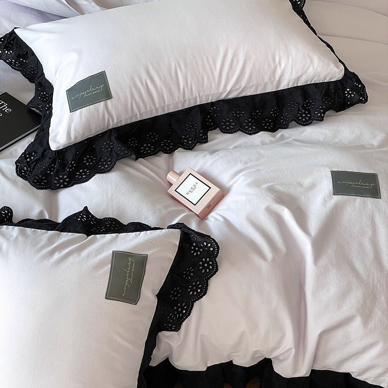 Black Lace Ruffle Bedding Collection - WhisperLinens