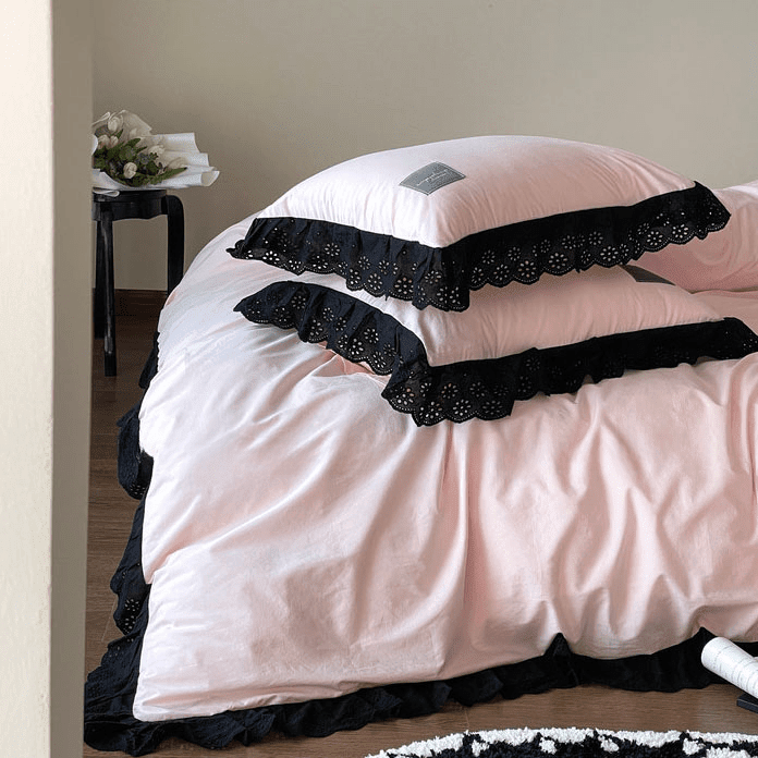 Black Lace Ruffle Bedding Collection - WhisperLinens