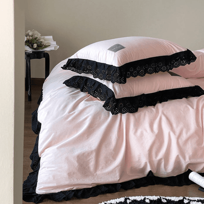 Black Lace Ruffle Bedding Collection - WhisperLinens