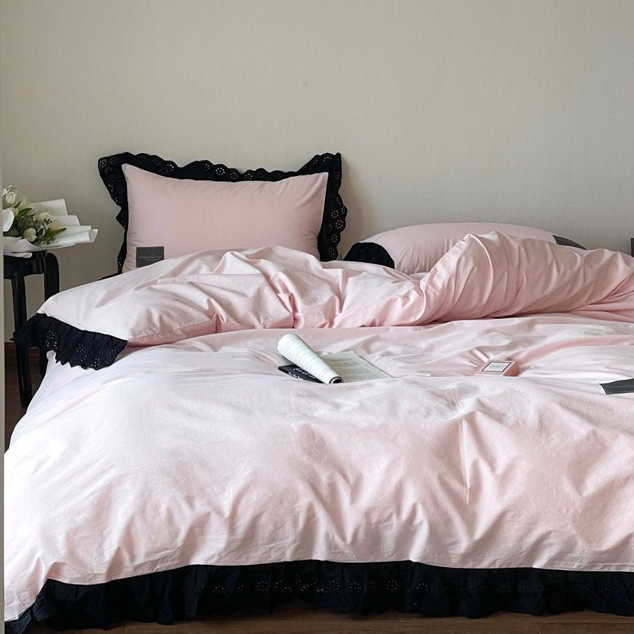 Black Lace Ruffle Bedding Collection - WhisperLinens