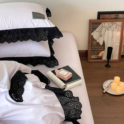 Black Lace Ruffle Bedding Collection - WhisperLinens