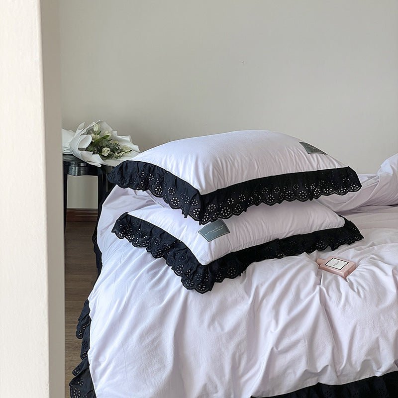Black Lace Ruffle Bedding Collection - WhisperLinens