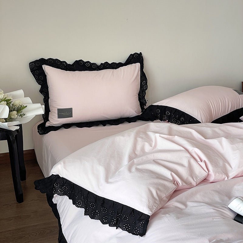 Black Lace Ruffle Bedding Collection - WhisperLinens
