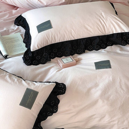 Black Lace Ruffle Bedding Collection - WhisperLinens
