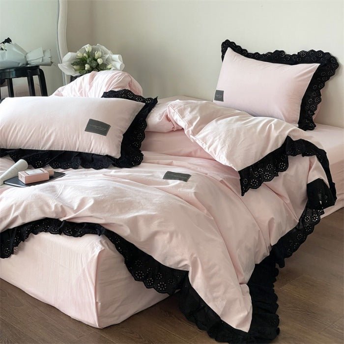 Black Lace Ruffle Bedding Collection - WhisperLinens