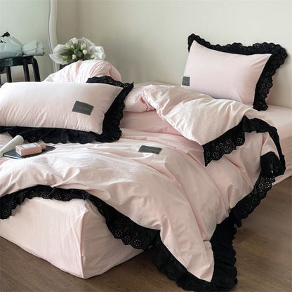 Black Lace Ruffle Bedding Collection - WhisperLinens