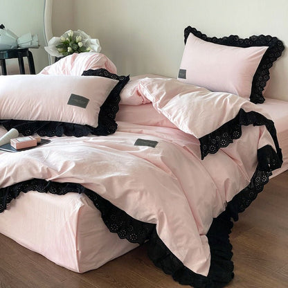 Black Lace Ruffle Bedding Collection - WhisperLinens