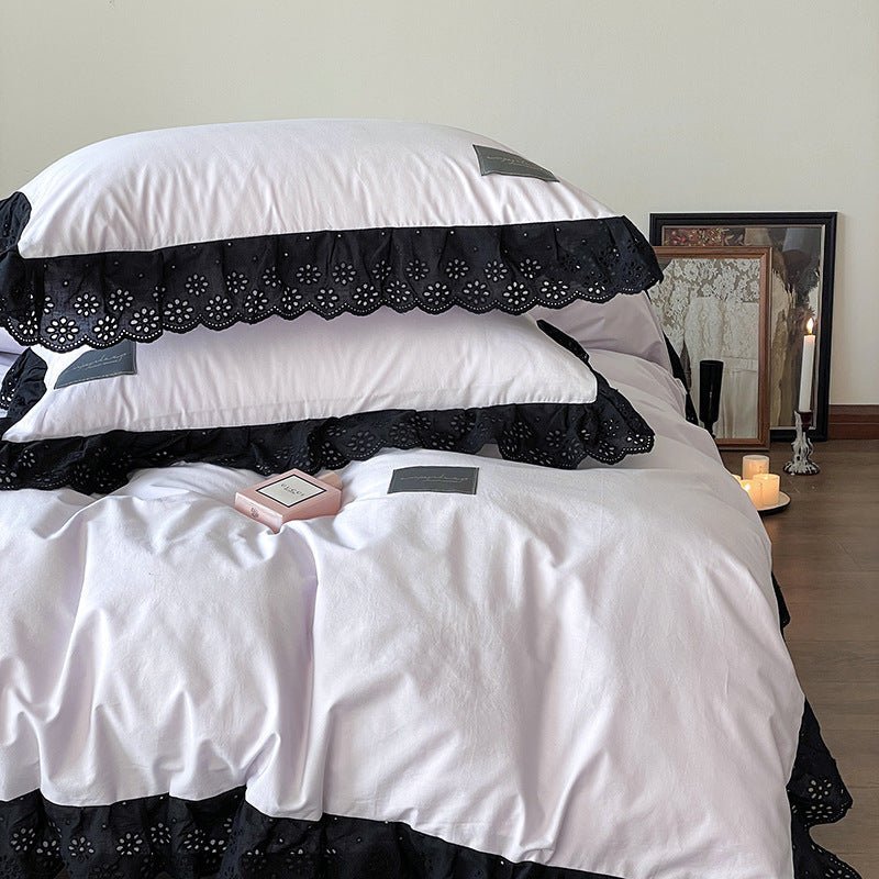 Black Lace Ruffle Bedding Collection - WhisperLinens