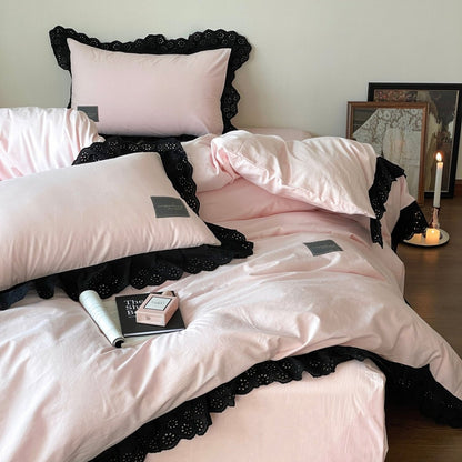 Black Lace Ruffle Bedding Collection - WhisperLinens