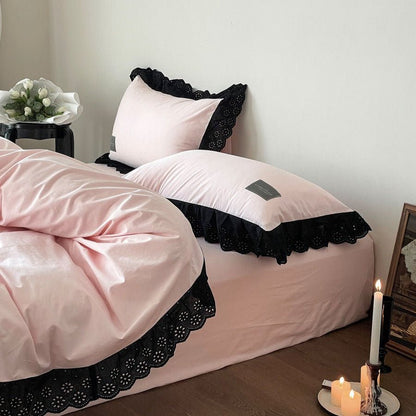 Black Lace Ruffle Bedding Collection - WhisperLinens