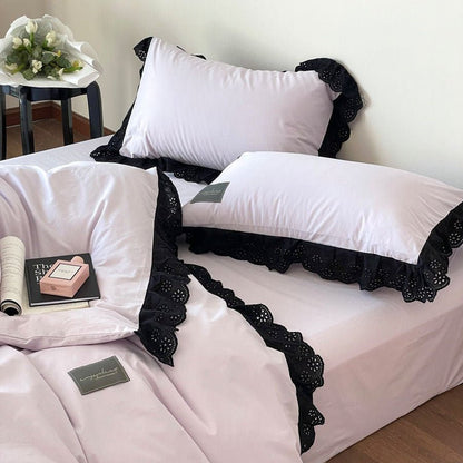 Black Lace Ruffle Bedding Collection - WhisperLinens
