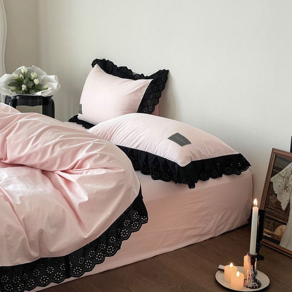 Black Lace Ruffle Bedding Collection - WhisperLinens