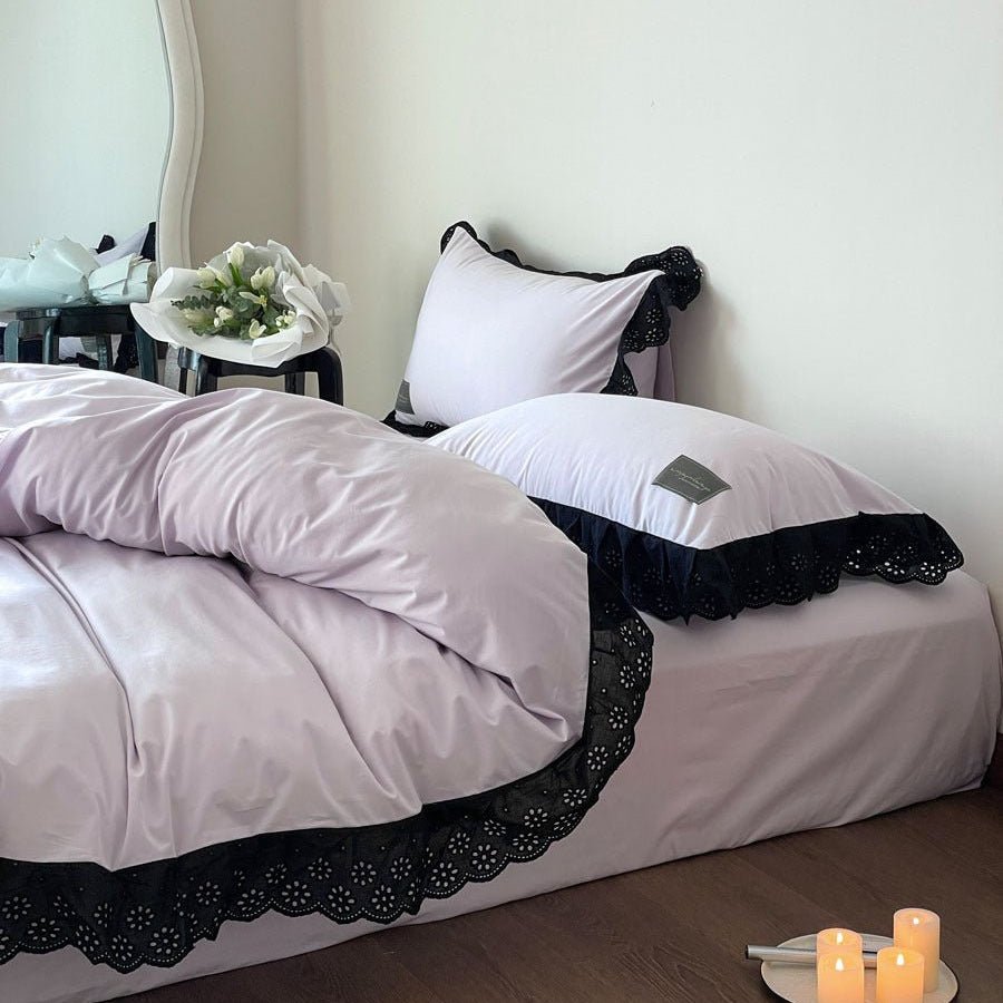 Black Lace Ruffle Bedding Collection - WhisperLinens