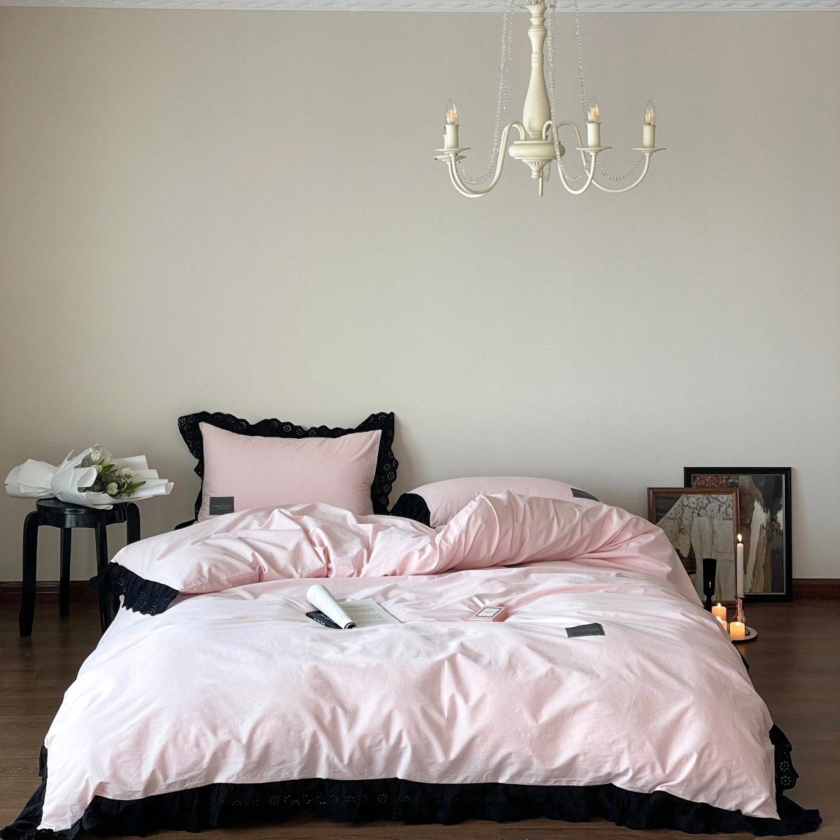 Black Lace Ruffle Bedding Collection - WhisperLinens