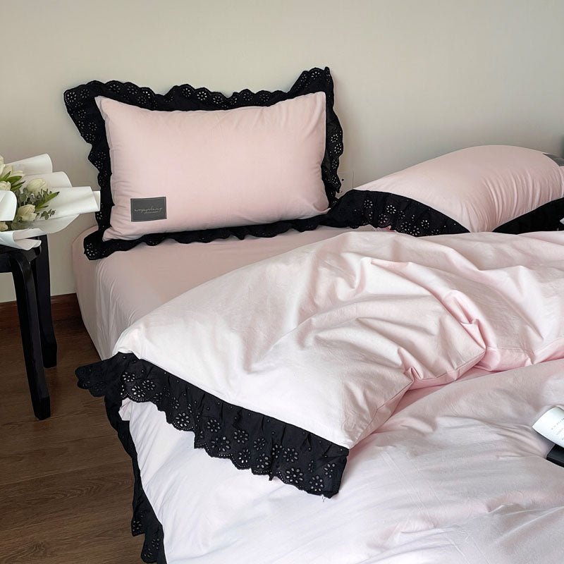 Black Lace Ruffle Bedding Collection - WhisperLinens
