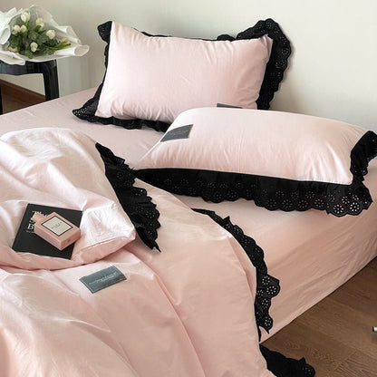 Black Lace Ruffle Bedding Collection - WhisperLinens