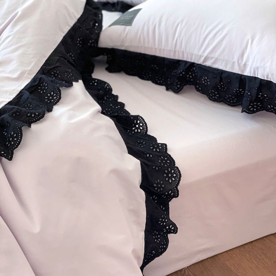 Black Lace Ruffle Bedding Collection - WhisperLinens