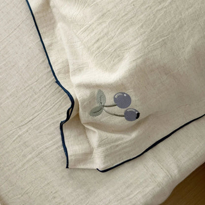 Bluebell Blueberry Embroidered Cotton Bedding Set - WhisperLinens