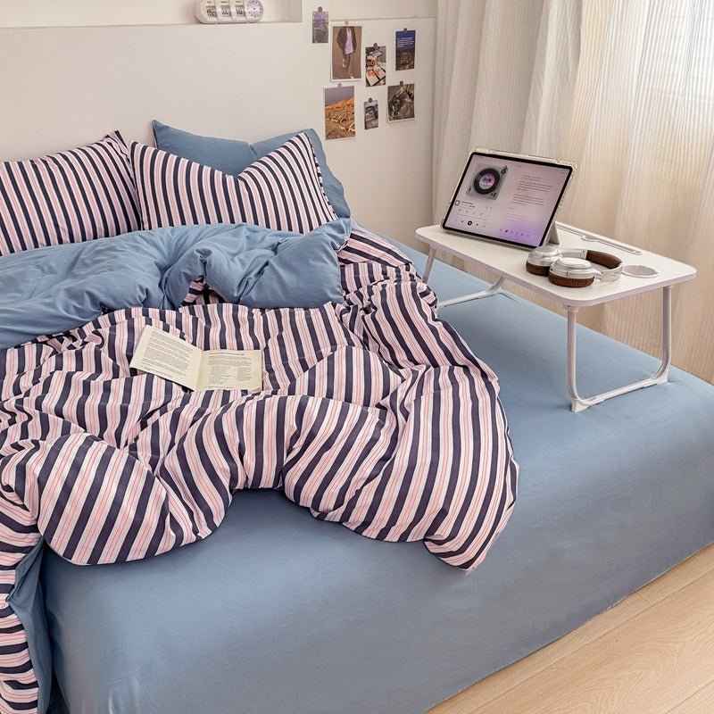 Boardwalk Stripe Bedding Collection - Navy Rose - WhisperLinens