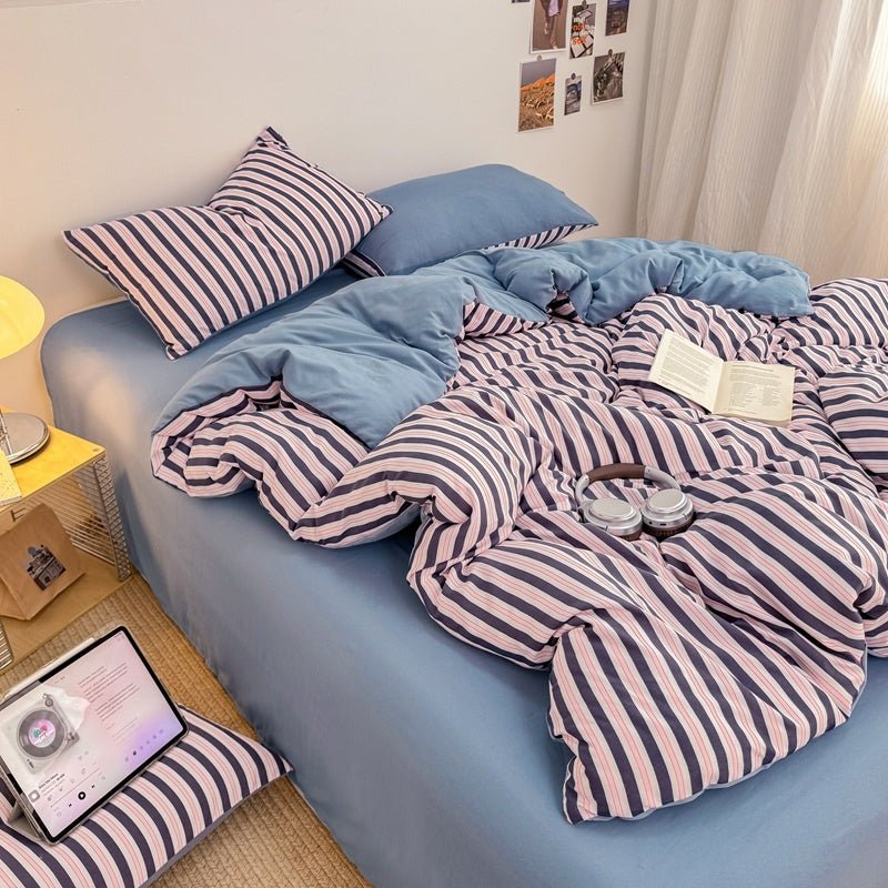 Boardwalk Stripe Bedding Collection - Navy Rose - WhisperLinens