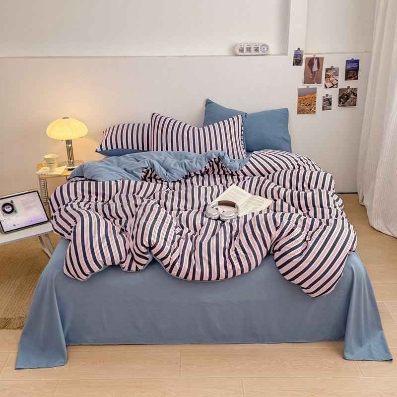 Boardwalk Stripe Bedding Collection - Navy Rose - WhisperLinens
