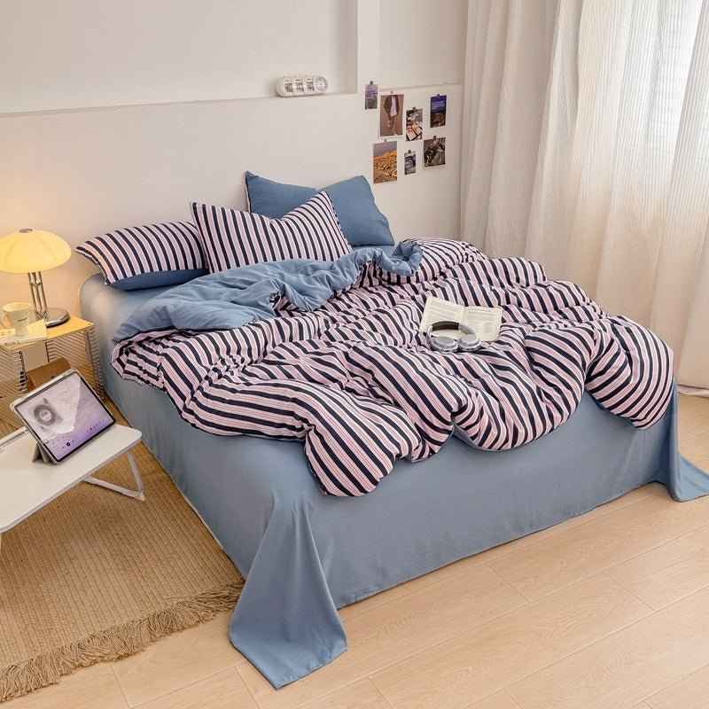 Boardwalk Stripe Bedding Collection - Navy Rose - WhisperLinens