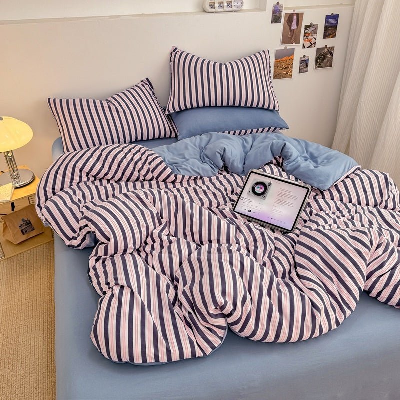 Boardwalk Stripe Bedding Collection - Navy Rose - WhisperLinens