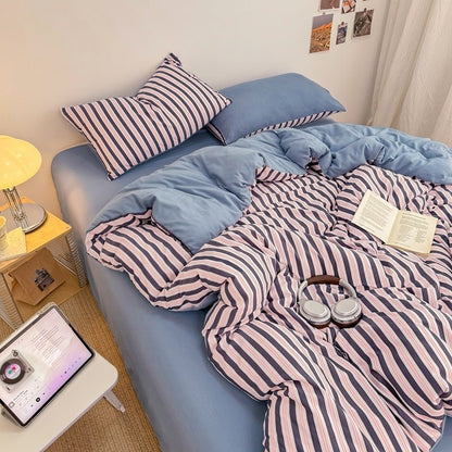 Boardwalk Stripe Bedding Collection - Navy Rose - WhisperLinens