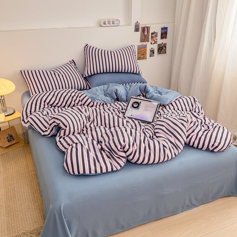 Boardwalk Stripe Bedding Collection - Navy Rose - WhisperLinens