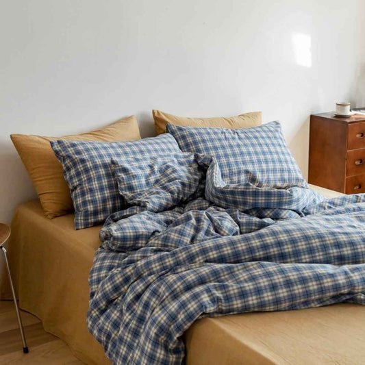 Bramley Plaid Washed Cotton Bedding Set - WhisperLinens