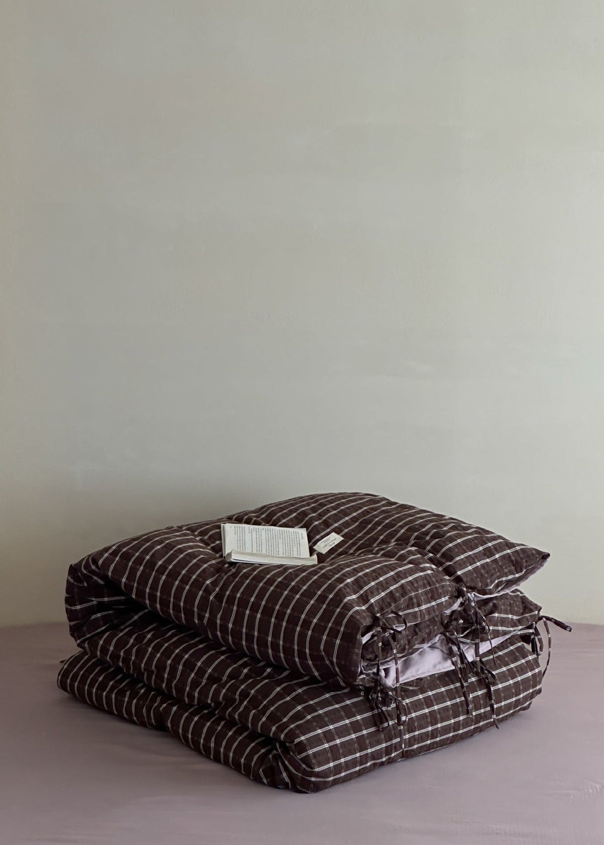 Ashvale Cocoa Windowpane Washed Cotton Bedding Set