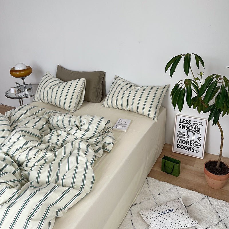 Calder Double Stripe Washed Cotton Bedding Set - WhisperLinens