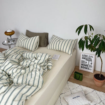 Calder Double Stripe Washed Cotton Bedding Set - WhisperLinens