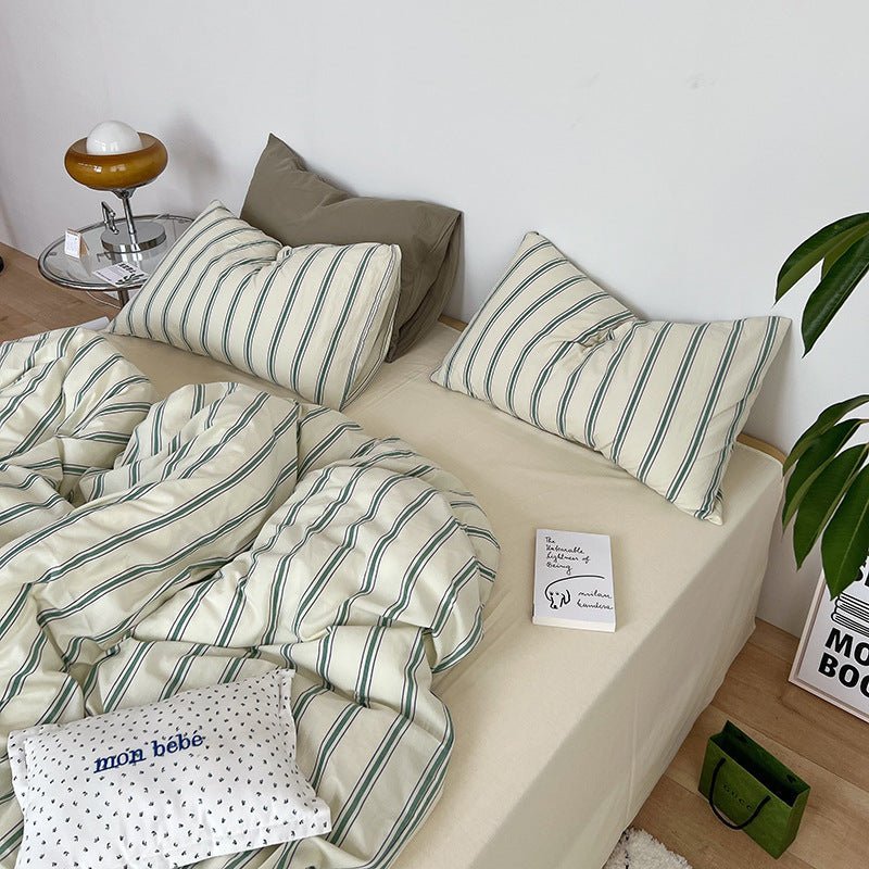 Calder Double Stripe Washed Cotton Bedding Set - WhisperLinens