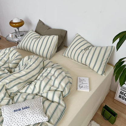 Calder Double Stripe Washed Cotton Bedding Set - WhisperLinens
