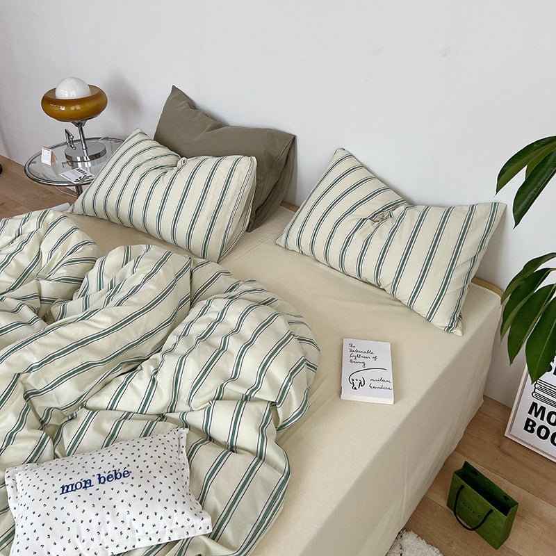 Calder Double Stripe Washed Cotton Bedding Set - WhisperLinens
