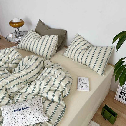 Calder Double Stripe Washed Cotton Bedding Set - WhisperLinens