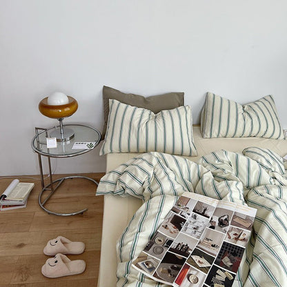 Calder Double Stripe Washed Cotton Bedding Set - WhisperLinens