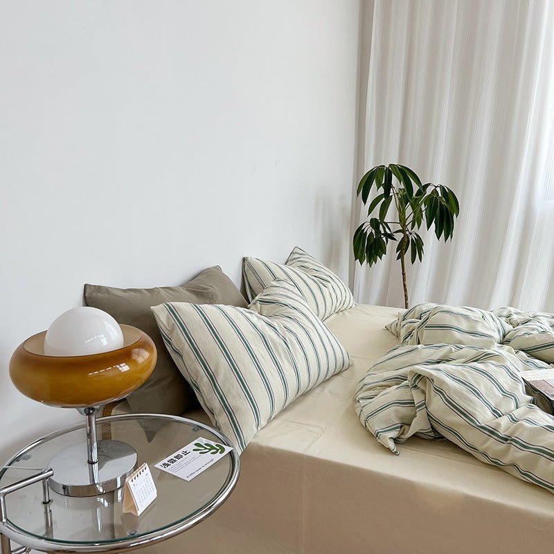 Calder Double Stripe Washed Cotton Bedding Set - WhisperLinens