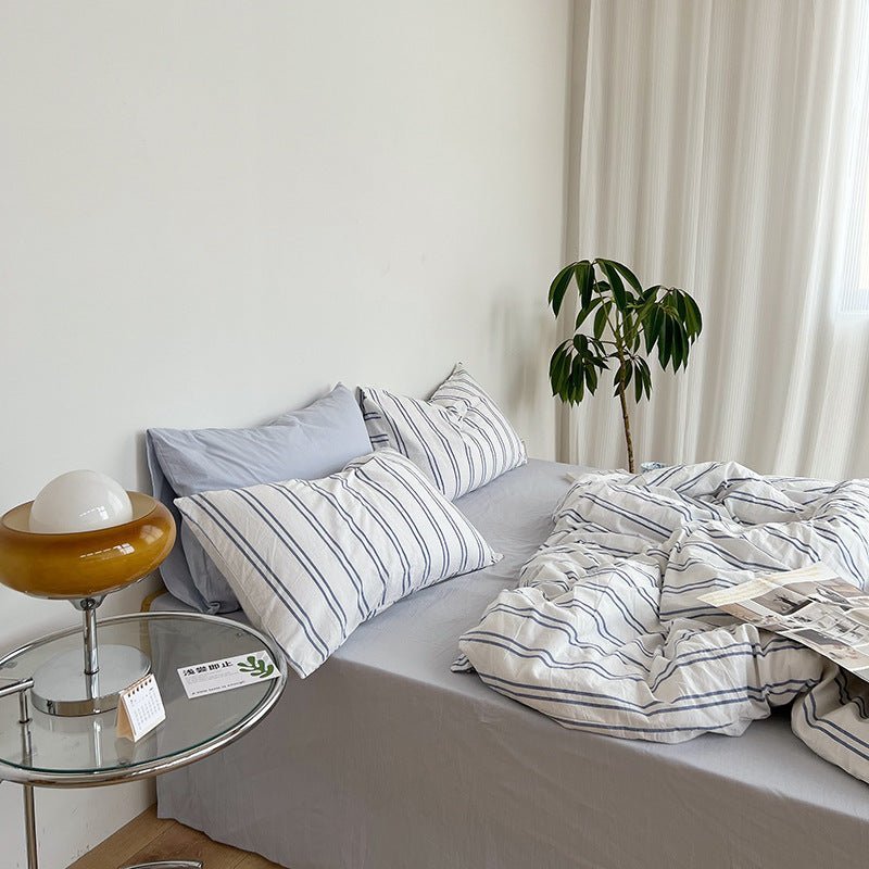 Calder Double Stripe Washed Cotton Bedding Set - WhisperLinens