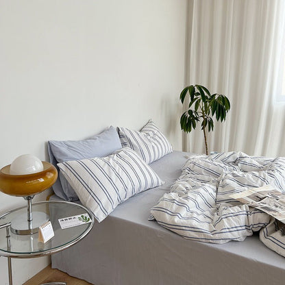 Calder Double Stripe Washed Cotton Bedding Set - WhisperLinens