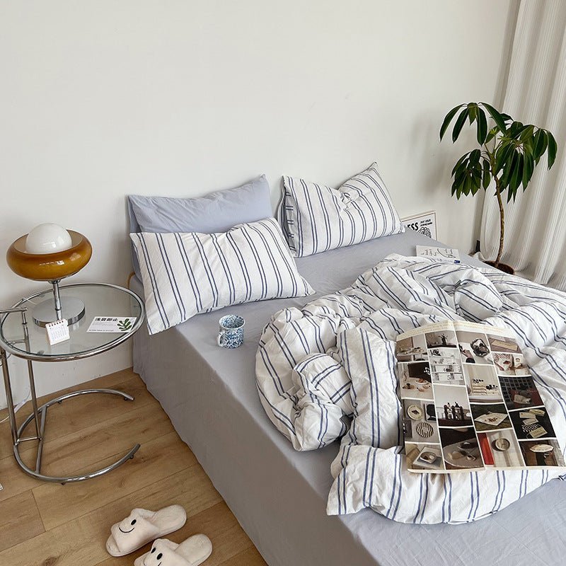 Calder Double Stripe Washed Cotton Bedding Set - WhisperLinens