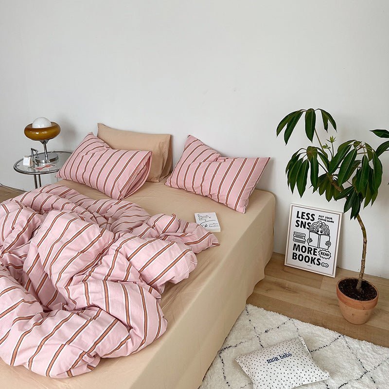 Calder Double Stripe Washed Cotton Bedding Set - WhisperLinens